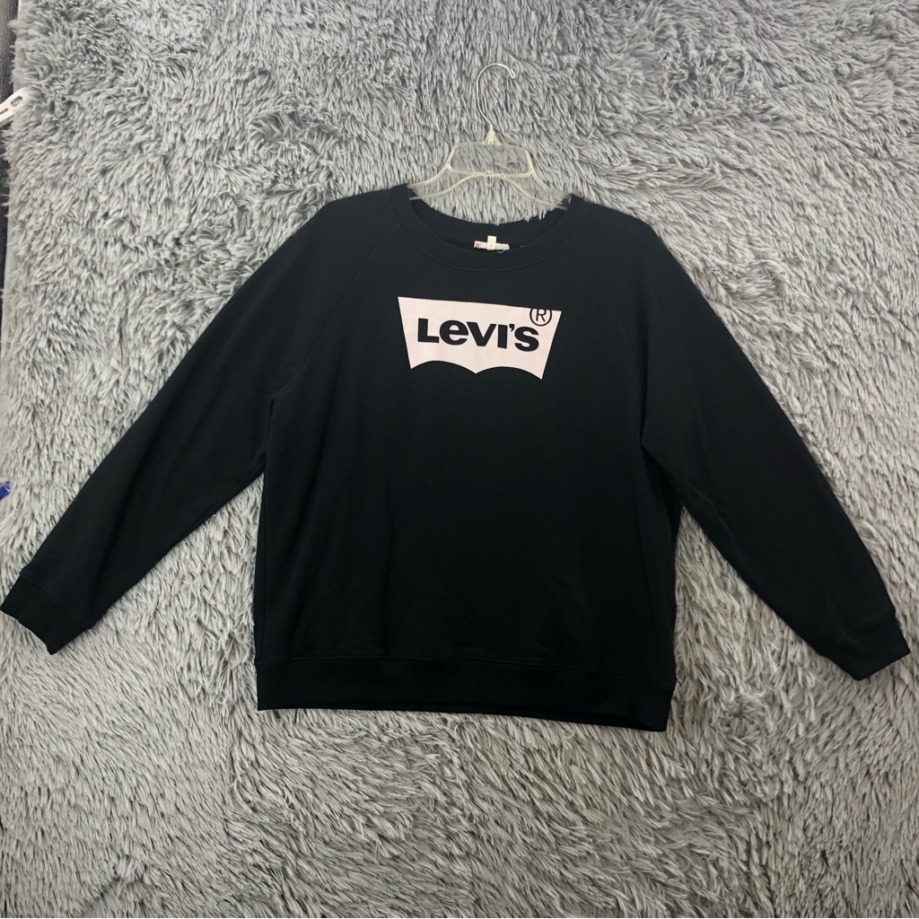 Levis Sweatshirt Womens Xl Fits Smaller Spellout Logo Black White